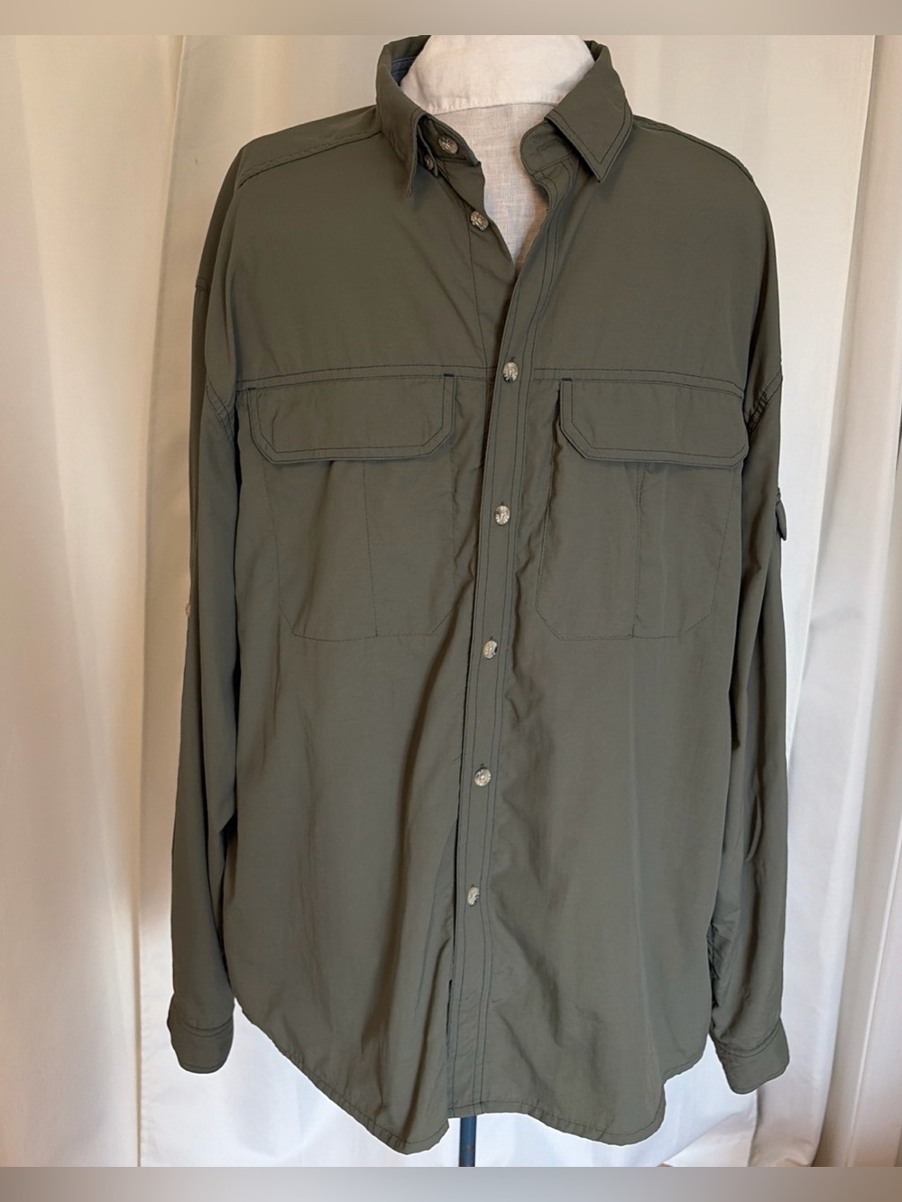 REI nylon shirt for hiking, fishing, outdoors large UPF 50+ long sleeve dad day